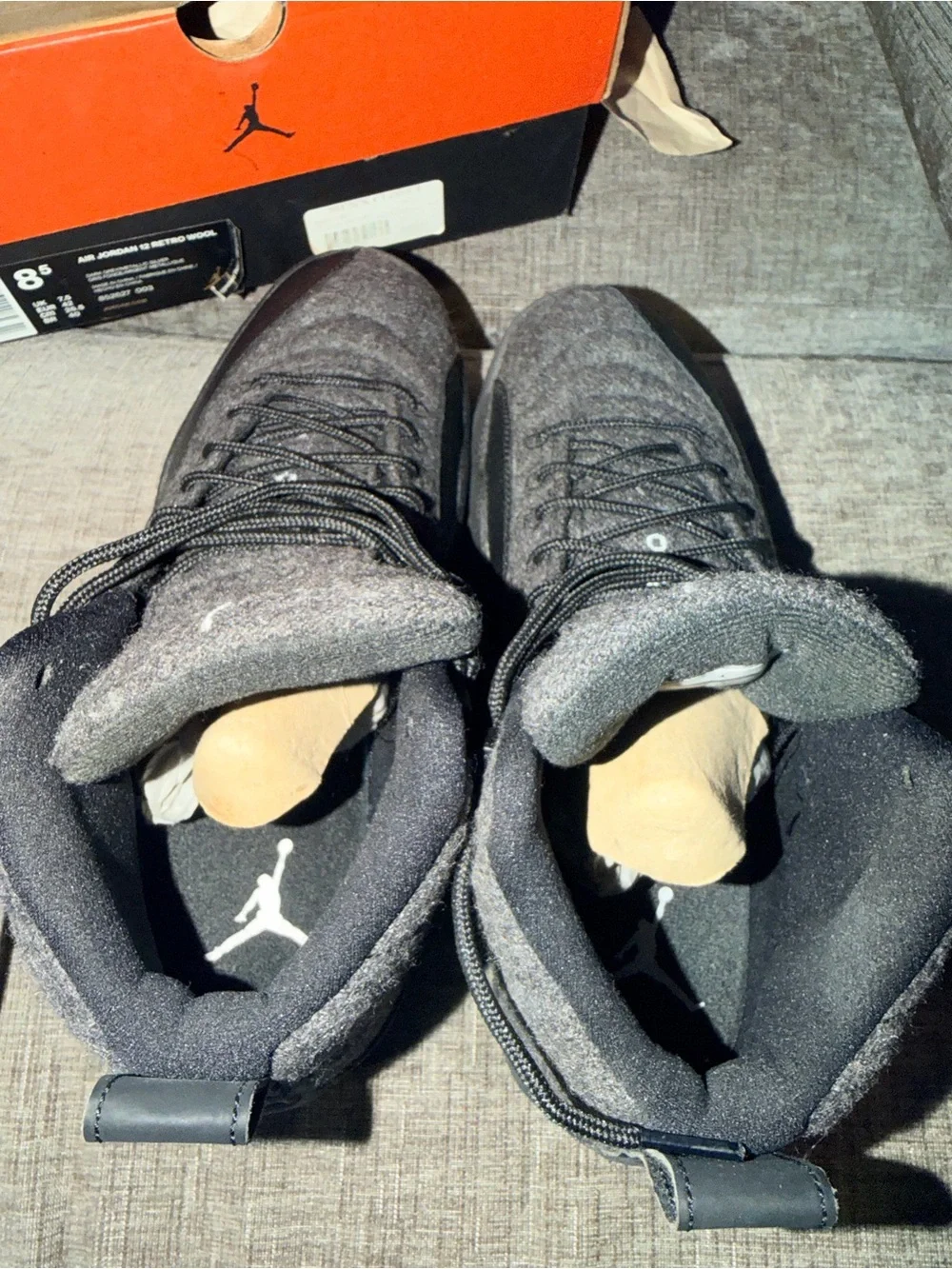 Air Jordan 12 Retro Wool Dark Grey Metallic Silver Men’s Size 8.5